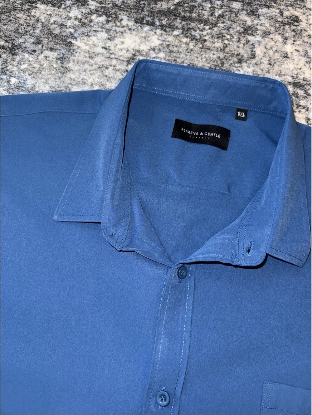 Alimens & Gentle Classic Shirt Mens 5XL Blue Short Sleeve Button Up